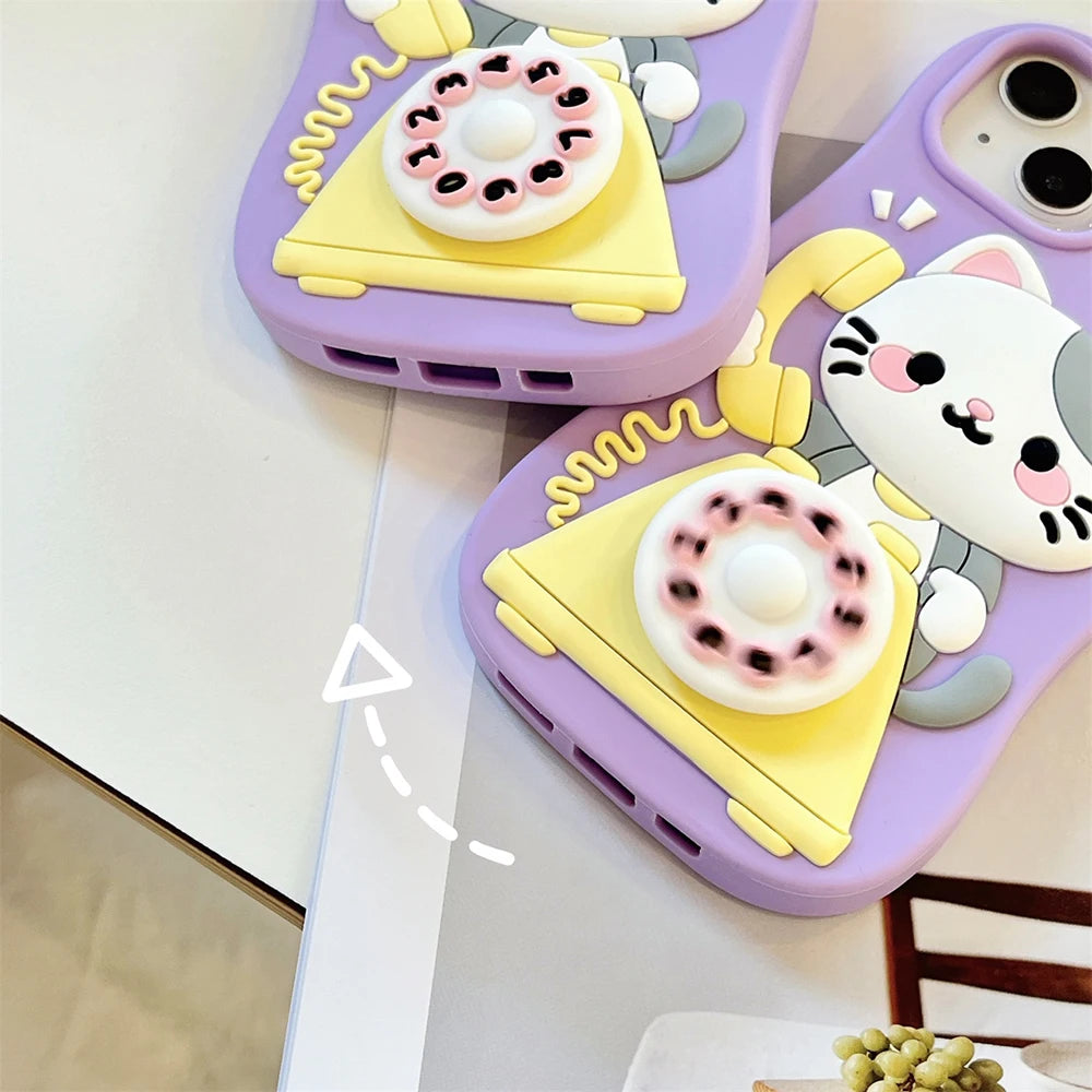 3D Cute Cat Cartoon Silicone Funny Phone Case