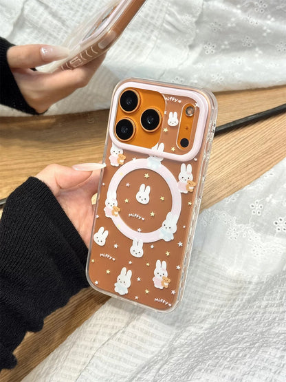 Korean INS Simple Star Rabbit Magnetic Stand Phone Case For iPhone