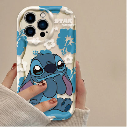 Stitch Angel Fun Cute Clear Wavy Silicone Phone Case For IPhone