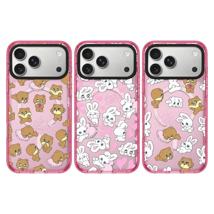 Rabbit Cherry Strawberry iPhone Case With Pink Border
