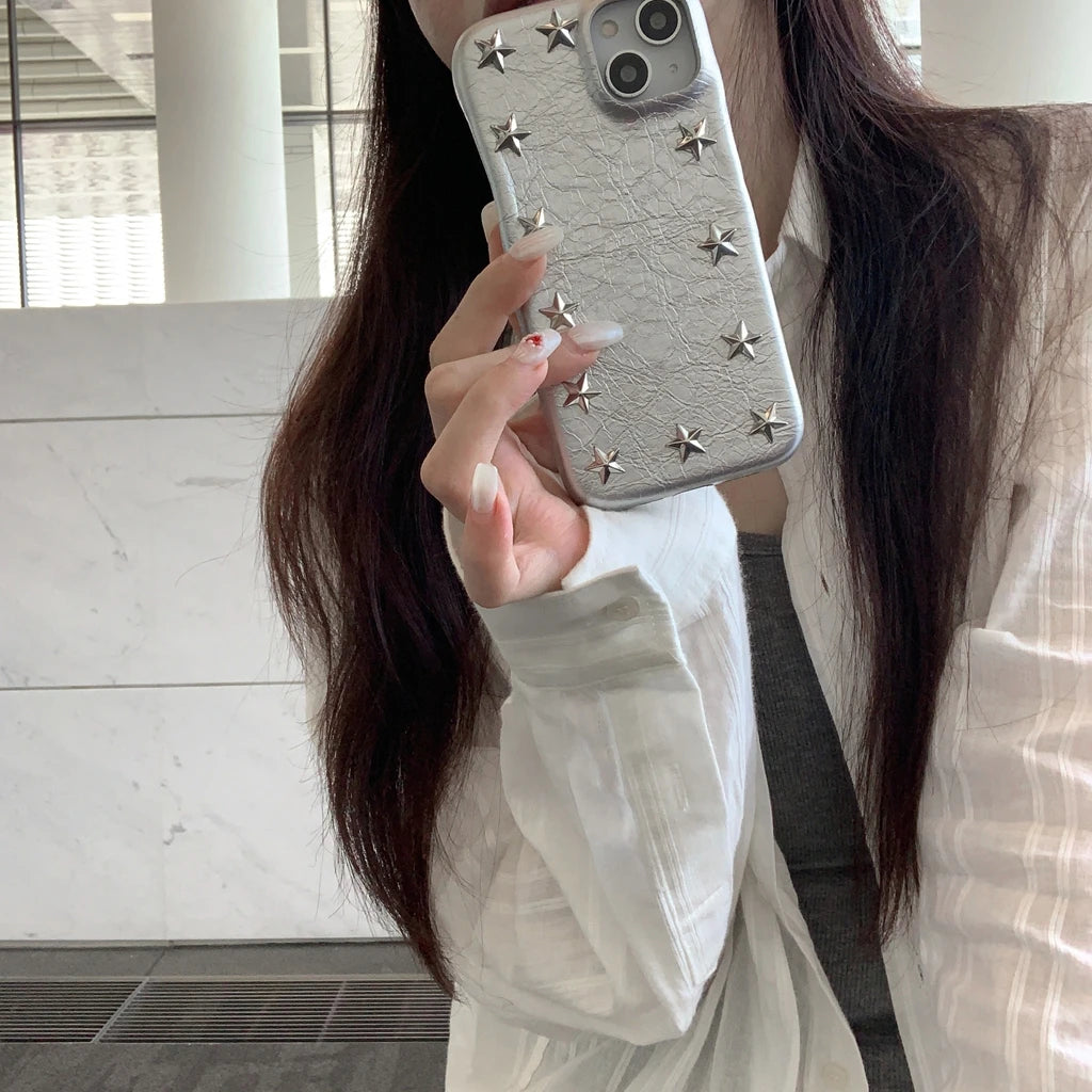 Cowboy Metal Star Leather Shockproof Case For iPhone