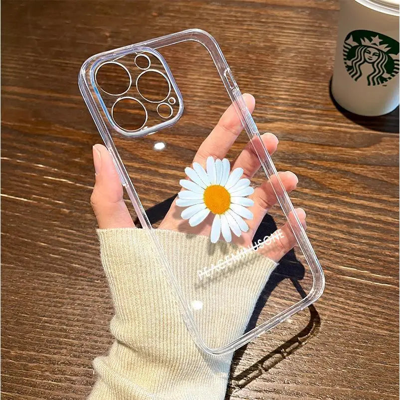 Little Daisy Flower Phone Case For iPhone Shockproof Transparent Cover