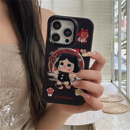 Fashion Cute Black Cry Girl Magnetic Phone Case For iPhone