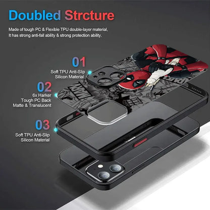 Fun Marvel Deadpool Matte Hard Phone Case For iPhone