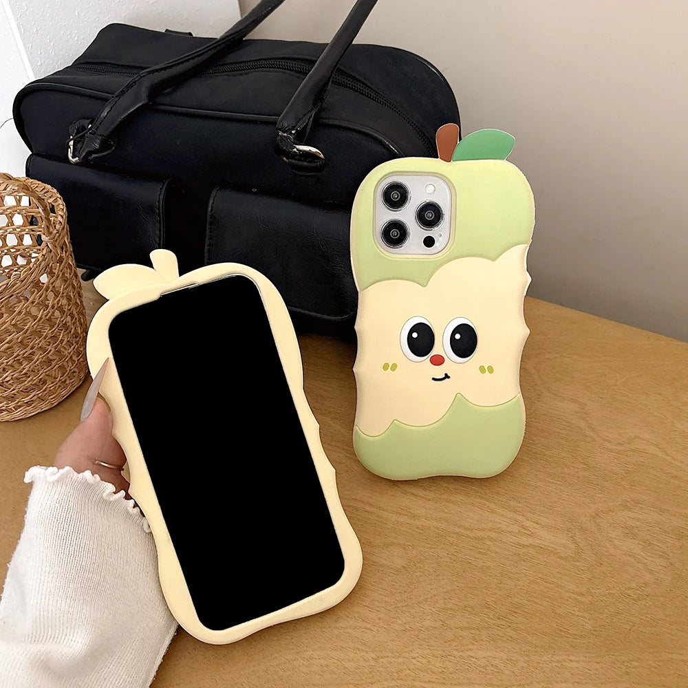 Funny 3D Cartoon Apple Designs Soft Silicone Phone Case For iphone