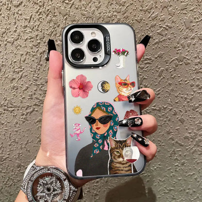 Cartoon Cute Cat Headscarf Women Phone Case For iPhone