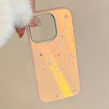 Korean Cartoon Gilding Stars Bowknot Laser Phone Case For iPhone