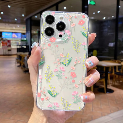 Clear Phone Cases Fundas Flower Soft Back Cover For iPhone