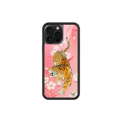 Tiger & Wildflower Cartoon iPhone Case with Rose Flowers