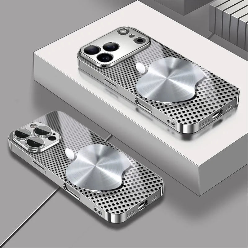 Metal Mesh For Apple Texture Pattern Glass Electroplated Phone Case For iPhone