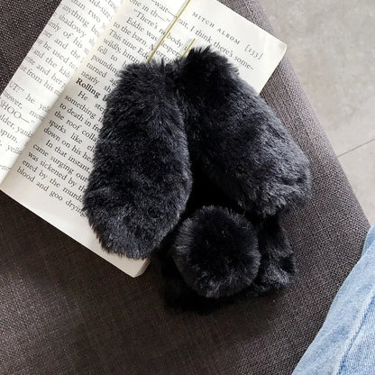 Plush Warm Case For iPhone Cute Long Rabbit Ears Furry Fluffy Fur Cover