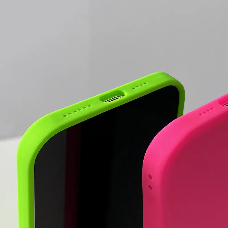 For iPhone Case Neon Liquid Silicone Fluorescence Cover