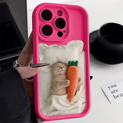 Candy Color Cute Cat Phone Case For iPhone