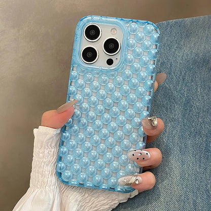 Fashion Macaron Color Hollow Out Pearl Beads Phone Case