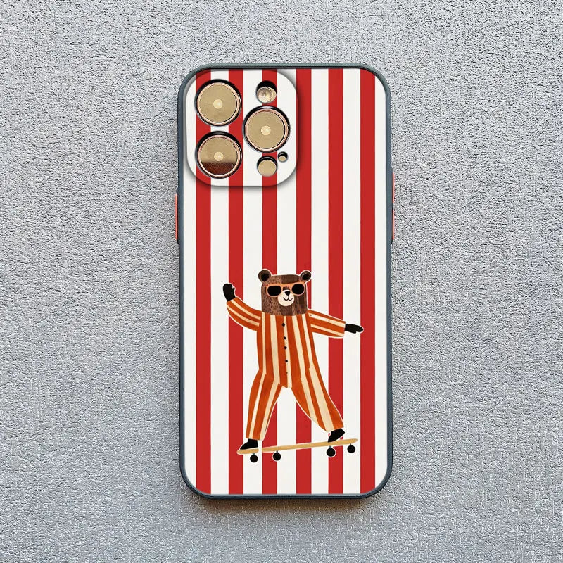 Simple Cute Green And White Plaid Animal Phone Case For Iphone