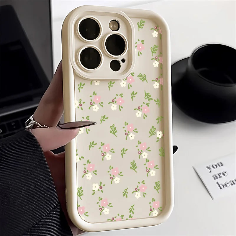 Matte Silicone Flower Phone Case For iPhone