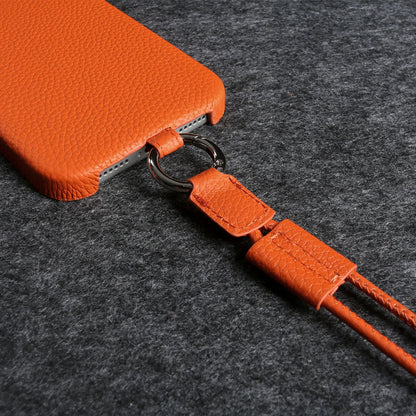 With Lanyard Genuine Leather Case For iPhone