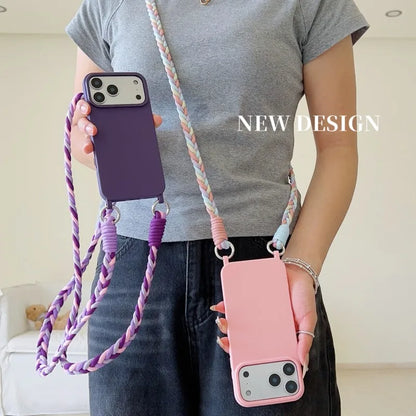Fashion Lanyard Case For iPhone Shockproof Candy Crossbody Neck Cord Braid Strap Cover