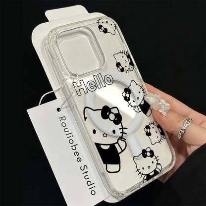 Fashion Hello Kitty For Magsafe Charge Phone Case For iPhone Magnetic Transparent Cover
