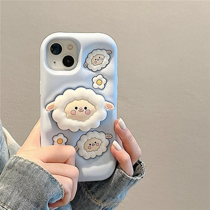 Cute Sheep Folding Stand Holder Case For iPhone