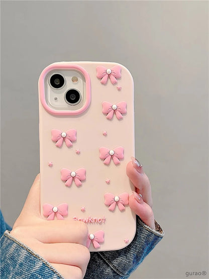 Pink Bowknot Stand Holder Phone Case