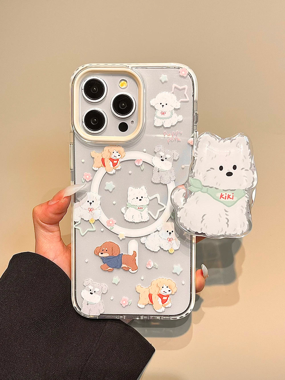 Korea's Cute Magnetic Stand Tok Cartoon Puppy Animals Phone Case