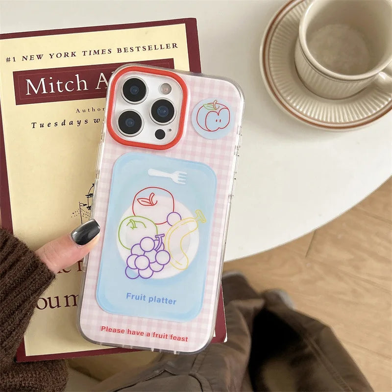 Summer Fruit Banana Grape Apple Graffiti Retro plaid Phone Case