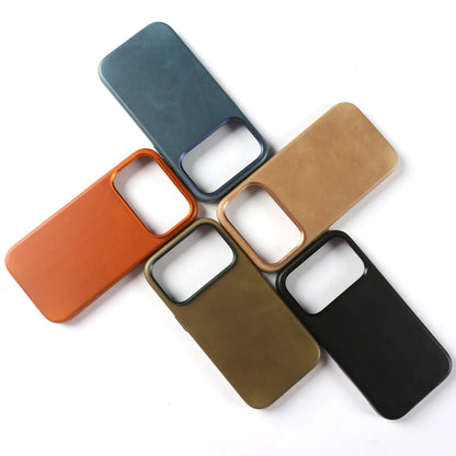 Luxury Oil-Wax Genuine Leather MagSafe Case with Wireless Charging Support