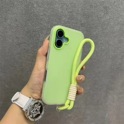 Soft Matte Candy Transparent Phone Case For iPhone Hand Wrist Strap Lanyard Cover