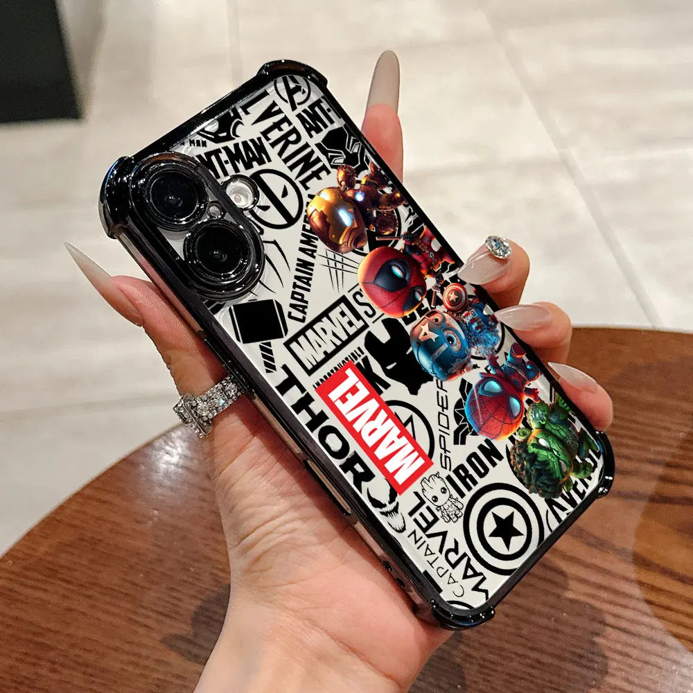 Cool Anime Marvel Hero Luxury Plating Phone Case For iPhone