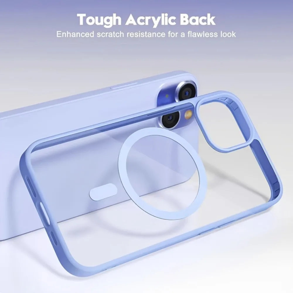 Luxury For Magsafe Magnetic Wireless Charge Case For iPhone Transparent PC Hard Back Cover