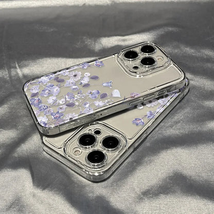 Purple Flower Phone Case For iPhone Shockproof Soft Clear Cover