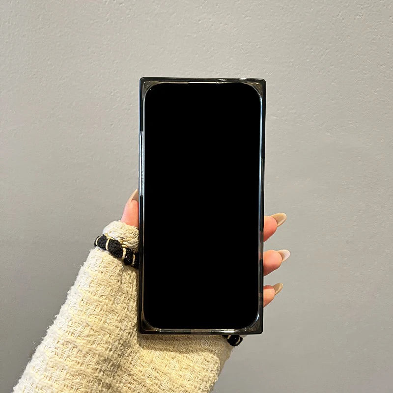 Stylish Rectangle Border Leopard Magnetic Wireless Charge Phone Case