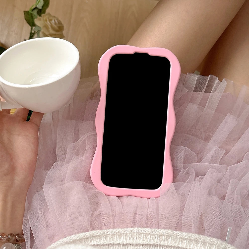 Kawaii 3D Wave Hollow Bow Soft Silicone Phone Case For iPhone