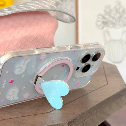 Cute Love Heart Magnetic Stand Phone Case