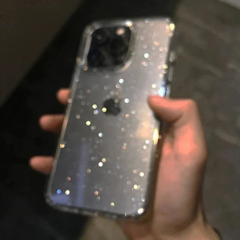 Pink Glitter Bling Clear Soft Case For IPhone