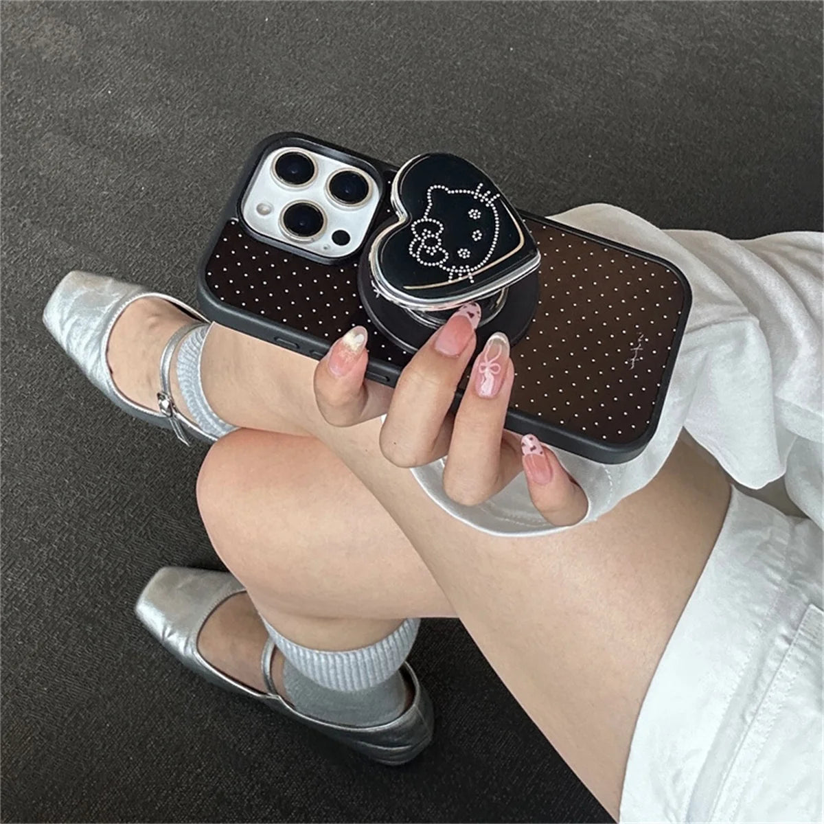Simple Black Polka Dot Magnetic Phone Case For iPhone