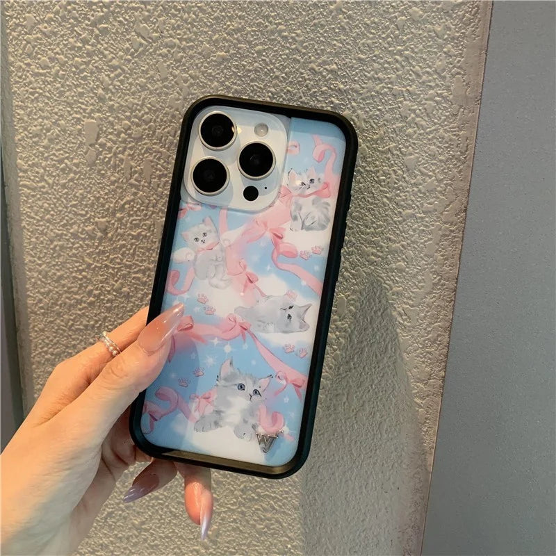 Wildflower Cartoon Cat Phone Case For iPhone