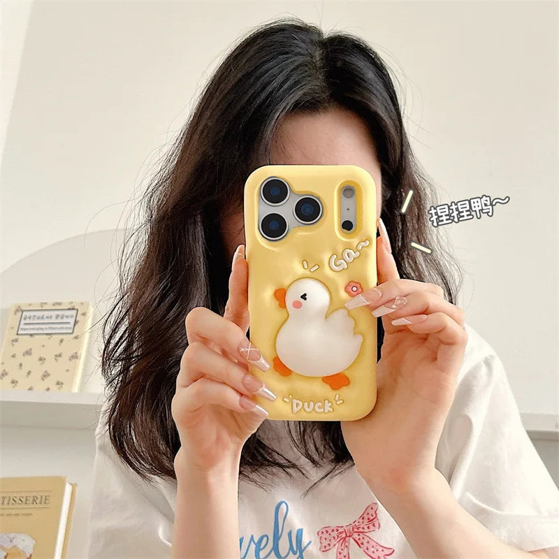 Cute Cartoon Duck Silicone Phone Case For iPhone