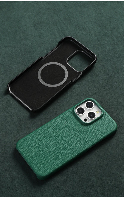 Luxury Cowhide Leather MagSafe iPhone Case