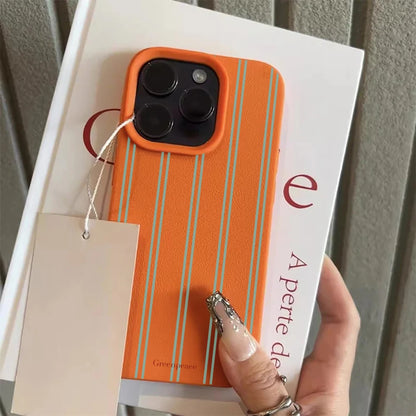 Green Stripe Print Summer Phone Case For iPhone Shockproof Soft Bumper Cover