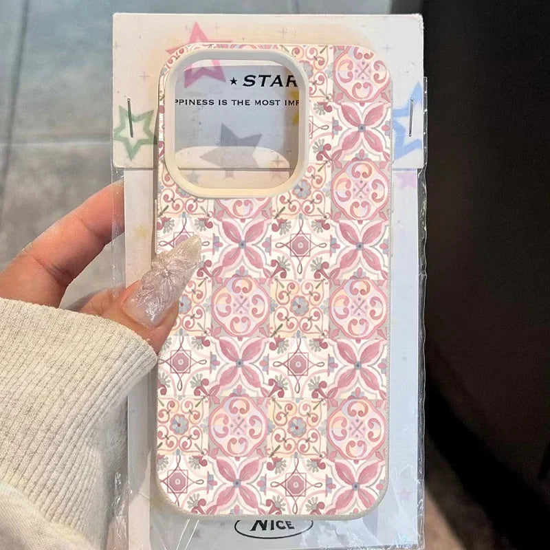 Elegant Pink Floral Print Phone Case For iPhone