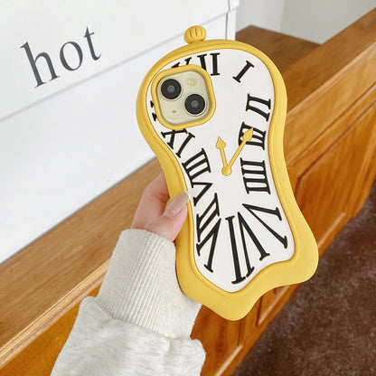 Funny Cartoon 3D Clock Phone Case For iPhone Anti Fall Soft Silicone Cover