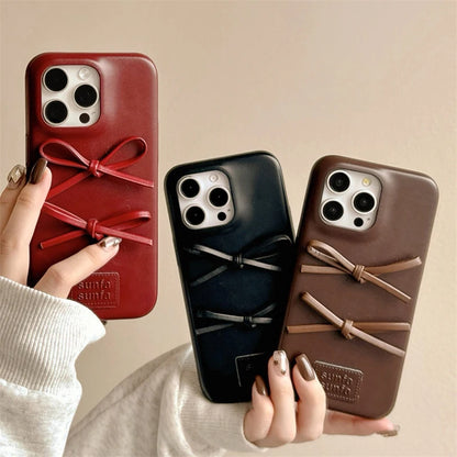 Retro Fashion Lovely Bowknot Leather Phone Case