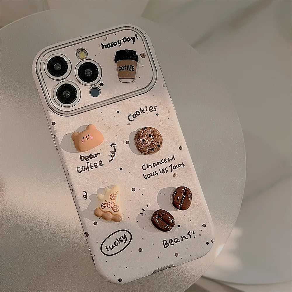 Cute Bear Coffee Phone Case, For iPhone