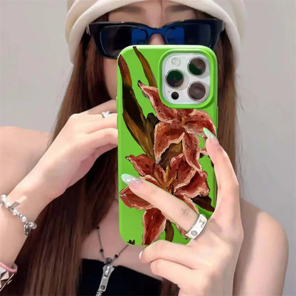 Pink Lily Oil Painting iPhone Case – Soft Silicone Cover