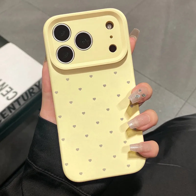 Cute Love Heart Candy Color Matte Soft Silicone iPhone Case