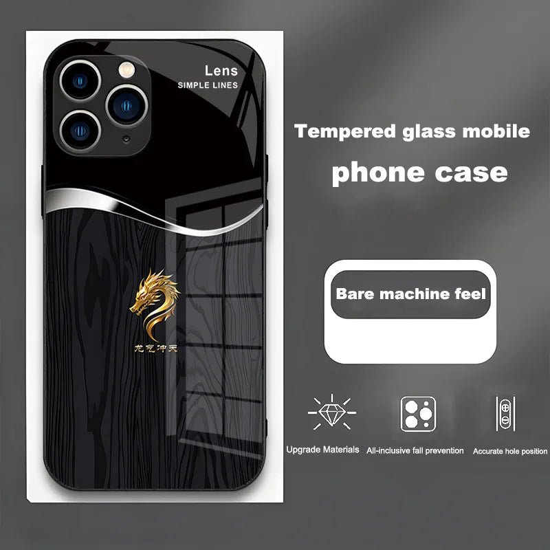 Luxury Grain Golden Dragon Led Light Phone Case Call Flash Glitter Cover For iPhone