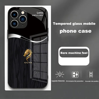 Luxury Grain Golden Dragon Led Light Phone Case Call Flash Glitter Cover For iPhone