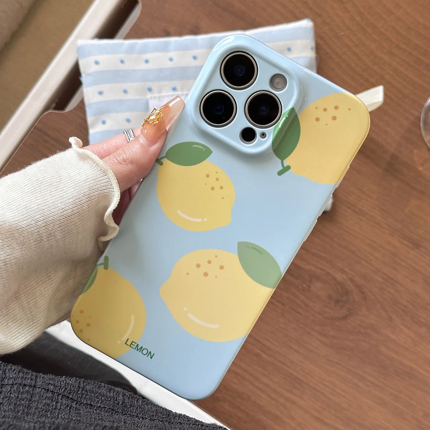 Summer Blue Refreshing Fruit Lemon Pattern Shock Proof Phone Cover Case For iPhone